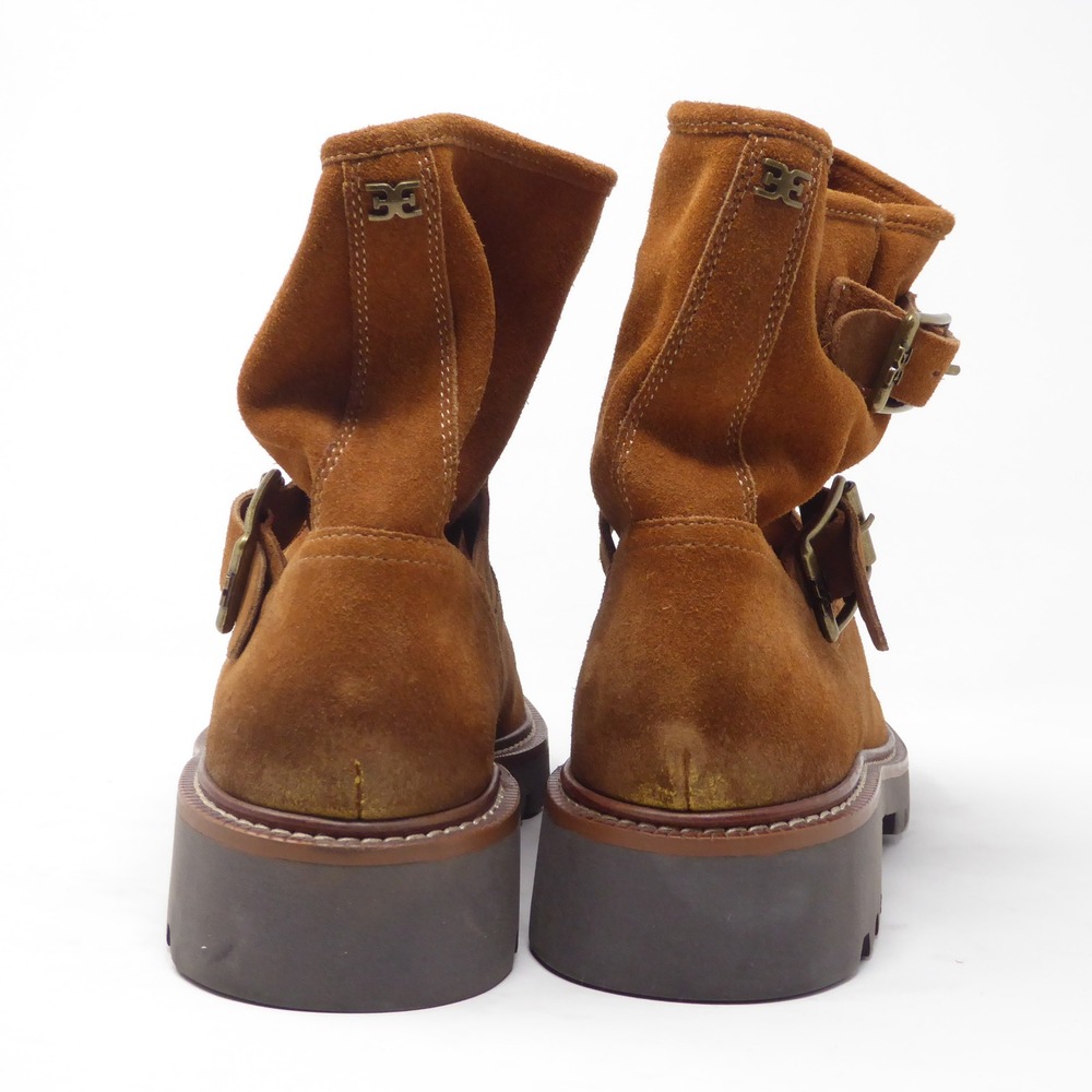 NEW Sam Edelman Womens Garret Moto Boots Brown Suede Buckle Size 8.5 - Picture 6 of 10